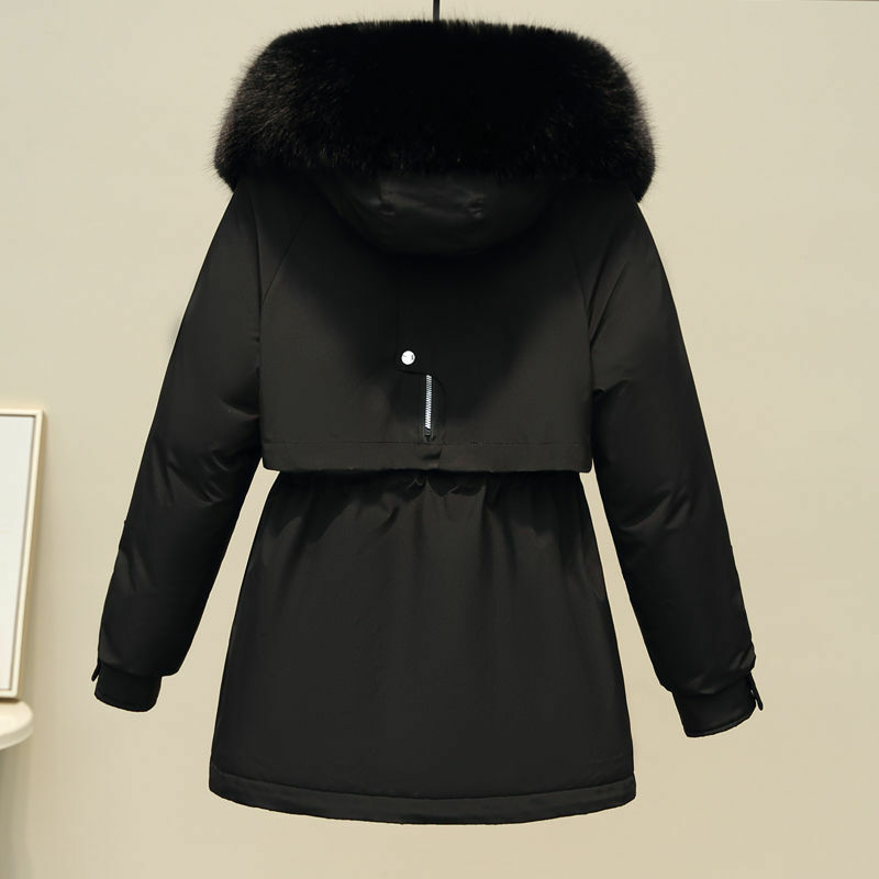 Winter Hooded Jacket Woman Warm Fur Lining Cotton Padded Parka Basic Coat Female 2023 New Winter Parkas Women Jacket Outerwear