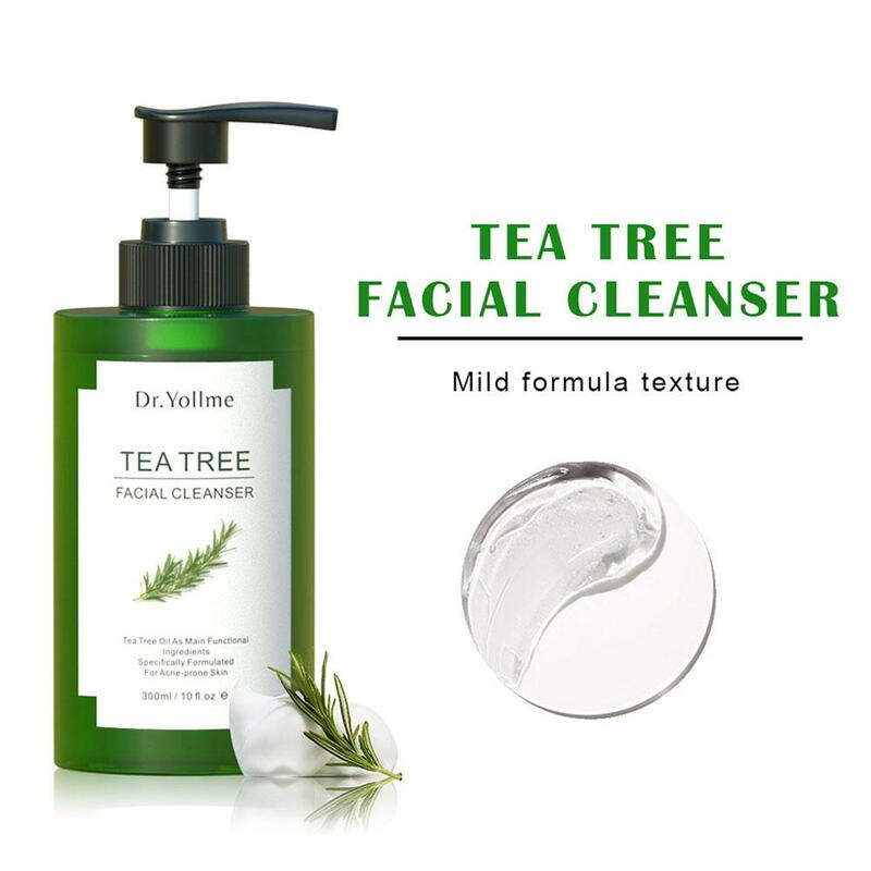 Detergente per il viso al tè dell'albero da 300ml detergente barriera delicato Non irritante pulizia dei pori e idratante riparazione del viso K2K0