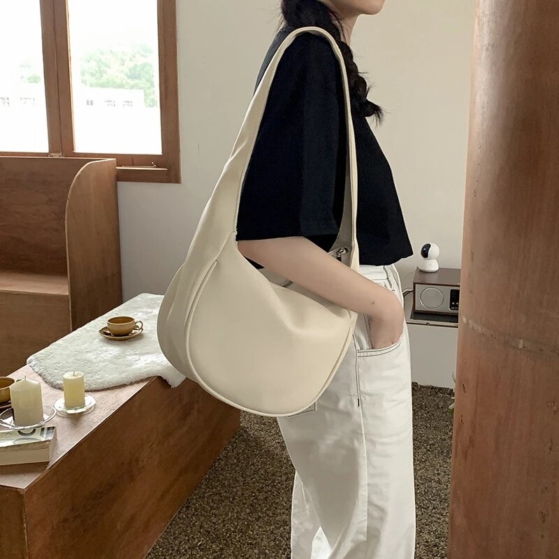 Casual Shoulder Bags For Women 2022 Fashion Hobo Large Capacity PU Leather Crossbody Bag Female Underarm Dumpling Handbag Purse