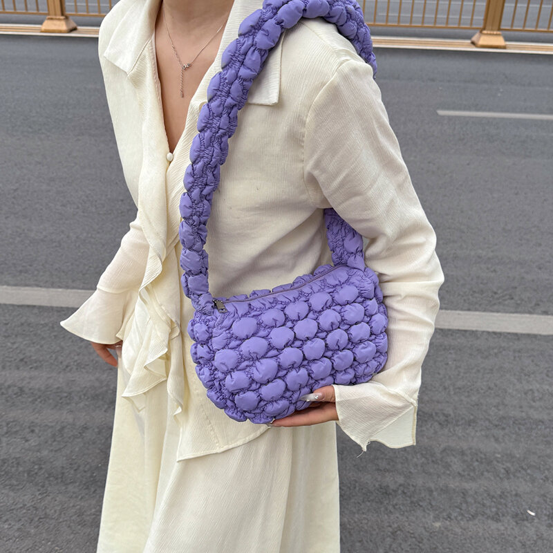 女性のための柔らかい生地のショルダーバッグ,ハンドバッグと財布,韓国のファッション,Y2K-Monochrome