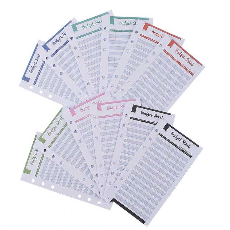 Spesen verfolgung Planer Binder Sheets Planer fügt 12 stücke mehrfarbige Spesen Tracker Sheets für 6 Ringe Binder Cash ein