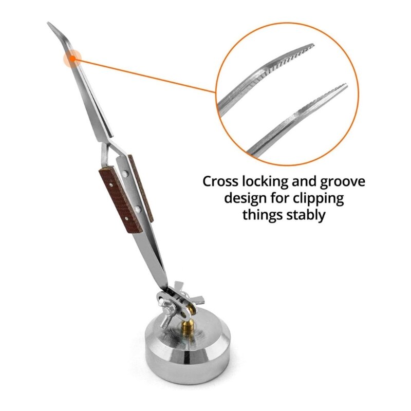 เครื่องมือบัดกรีมือที่สามด้วยแหนบเครื่องประดับทำซ่อมแซมมือฟรีแหนบบัดกรีพร้อมฐานสำหรับถือลูกปัด