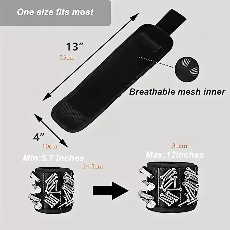 Ferramenta magnética Multifuncional Wristband, Correia magnética, Strong Nail Suction Wrist Bag, Nail Wristband