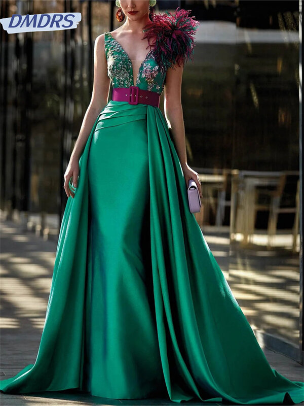 Sexy Side Slit Prom Dress 2024 Elegant Sleeveless Evening Dresses Classic Satin Floor Length Gowns Vestidos De Novia