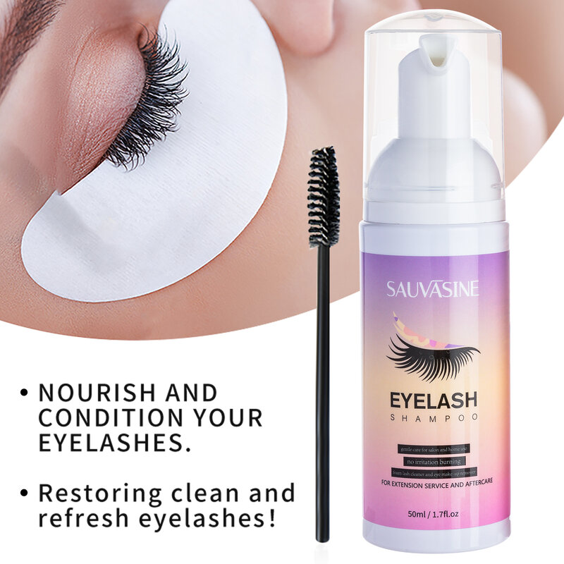 50ML Lanthome Eyelash Extension Shampoo Deep Cleanser Foaming For Women Lash Makeup Glue Mascara Fast Remover Mousse Travel Kit