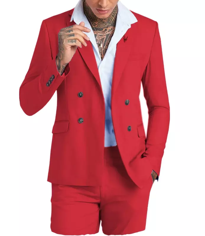 Abito da uomo classico Navy in due pezzi con risvolto Business Office Campus Travel colore personalizzato taglia (giacca + pantaloni)