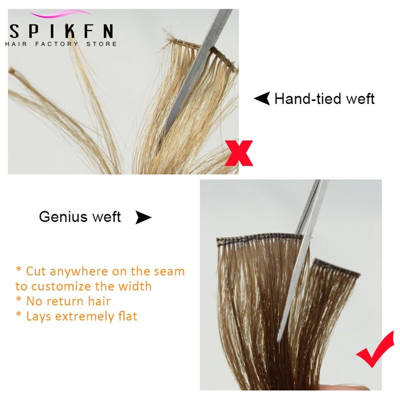 SPIKFN ludzkie włosy geniusz wątku przedłużanie niewidzialne proste lekkie wiązki ludzkich włosów naturalne cienkie włosy do przedłużania 40-50g