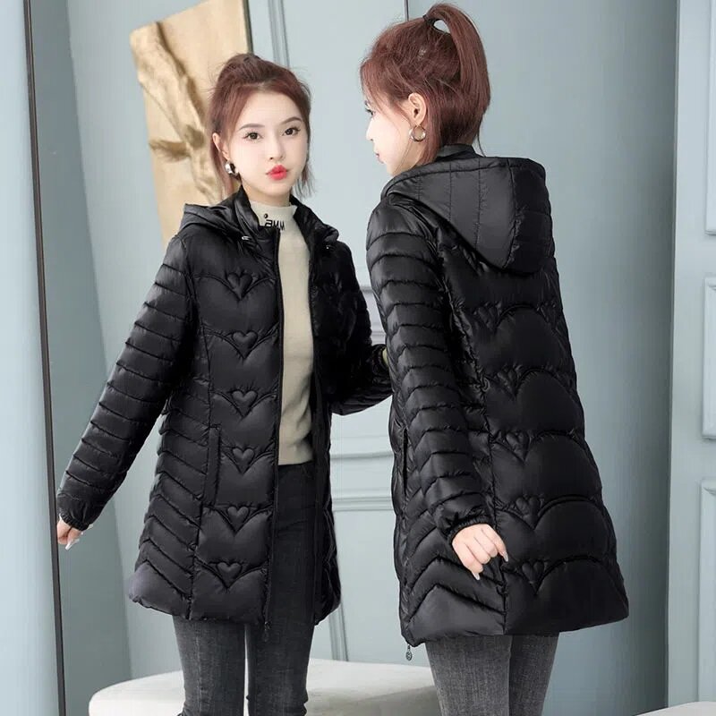 Puchowa kurtka bawełniana kobiety 6XL 2022 zima nowy koreański, Slim lekka, cienka w stylu Casual, wyściełana płaszcz kobiet duży rozmiar długie ciepłe parki z kapturem