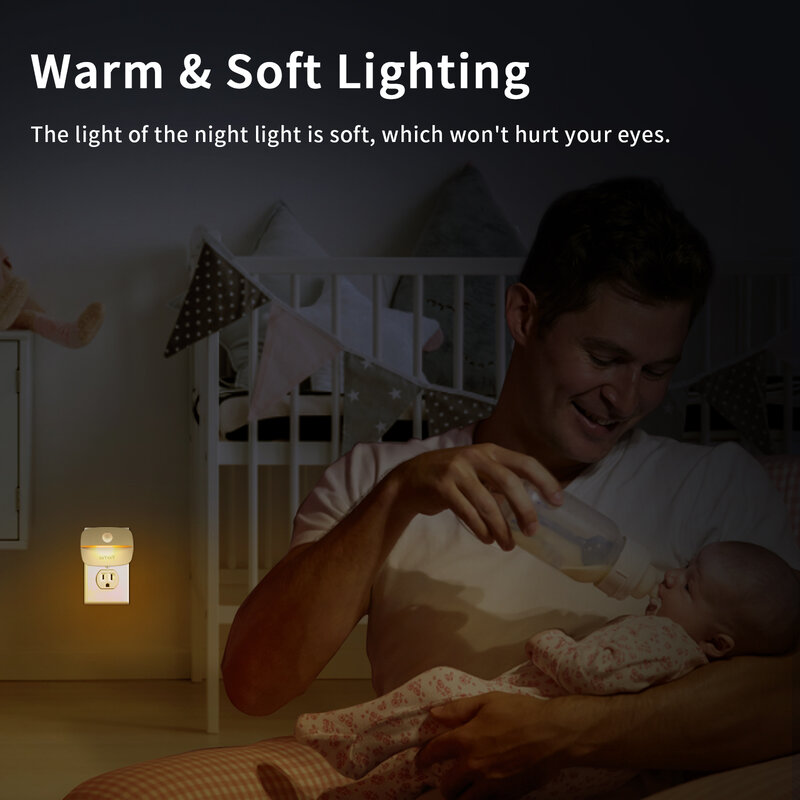 Led Nachtlampje Bewegingssensor Eu Us Stekker Lamp Nachtlampjes Voor Kinderen Slaapkamer Decoratie Gang Trap Wc Nachtlampje