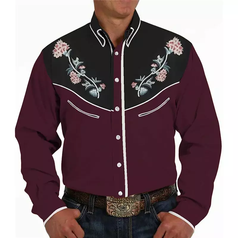 Chemise à revers tribal Y-Western pour hommes, haut à carreaux, design de mode, sports de plein air, décontracté, printemps, été, grande taille, 2023