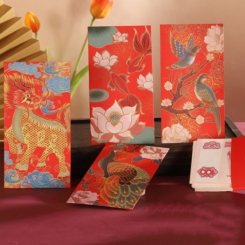 Confezione da 6 buste rosse cinesi hongbao buste regalo per soldi fortunati pacchetto rosso per la benedizione del capodanno 2023 anno di coniglio