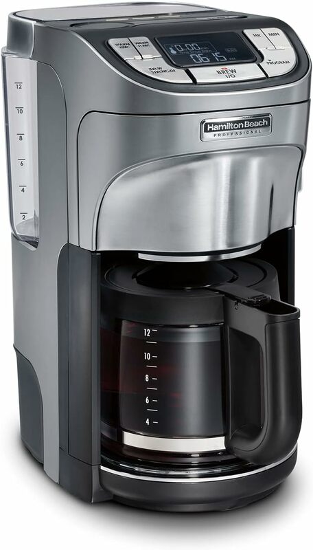 Programmier bare Filterkaffee maschine, ergonomische Karaffe mit 12 Tassen, abnehmbarer Behälter mit 60 Unzen, gebürstetes Metall ()