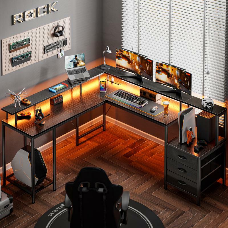 Угловой стол uuger в форме буквы L, стол для дома и офиса с принтером и подставкой для монитора, большое пространство для хранения
