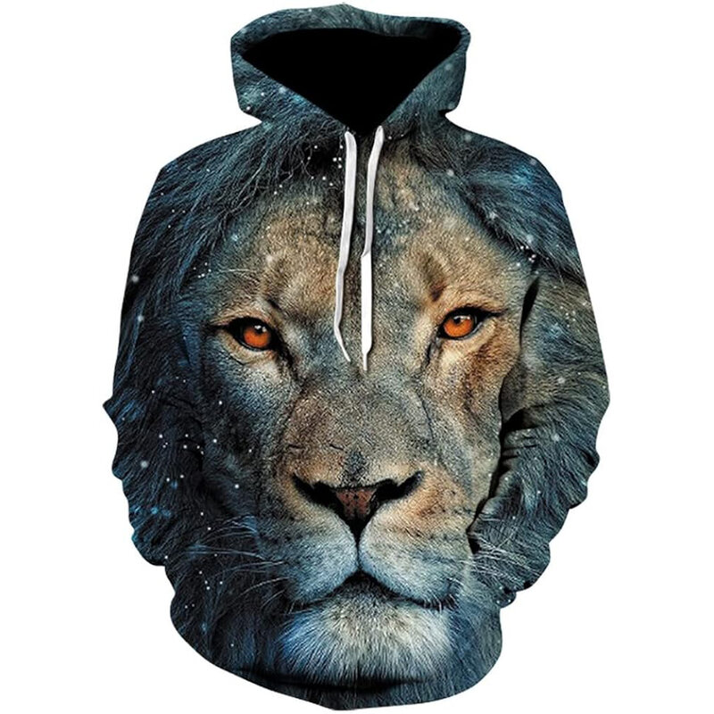 Lion pattern Hoodies Men/Women Sweatshirt 3D Print animal Tracksuit Long Sleeve Hooded Casual Funny Pullovers