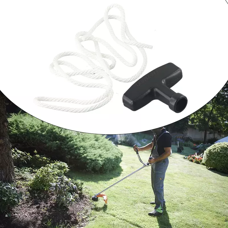 Ersatz Kunststoff & Polyester Seil & Zug griff weißes Seil schwarzer Griff Universal Starter hohe Qualität nagelneu