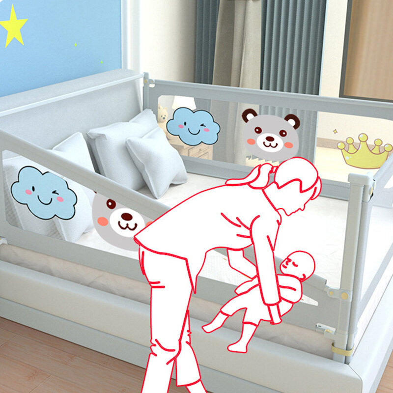 Imbaby เตียง Pagar tempat tidur แบบยกได้ปรับได้สอง Pagar tempat tidur สำหรับเด็กทารกเปลเด็กซักได้