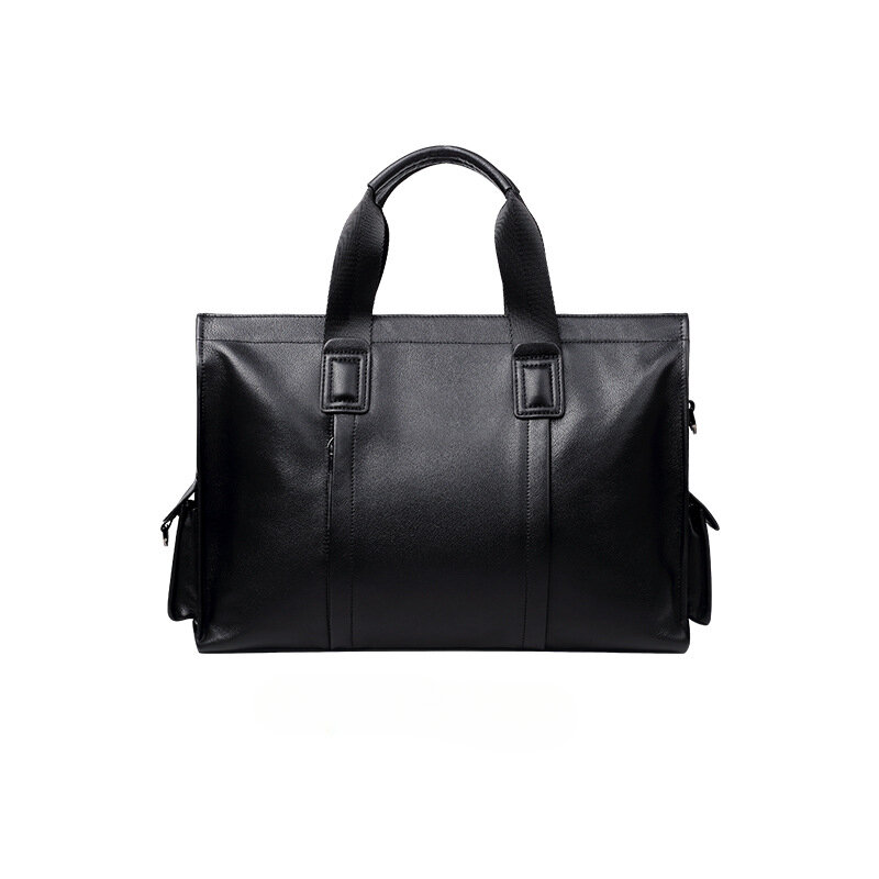Men's bag leather men's handbag leather computer bag 14 inch business large capacity slung briefcase birthday gift