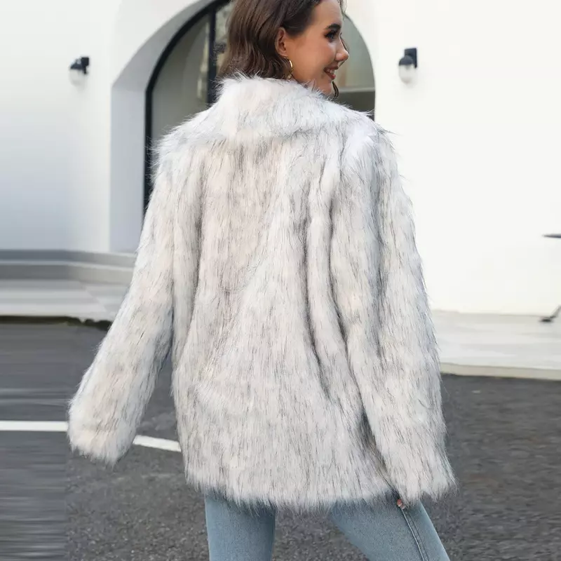Faux Fox Fur Coat for Women Suit Collar and Artificial Fur Coat Women