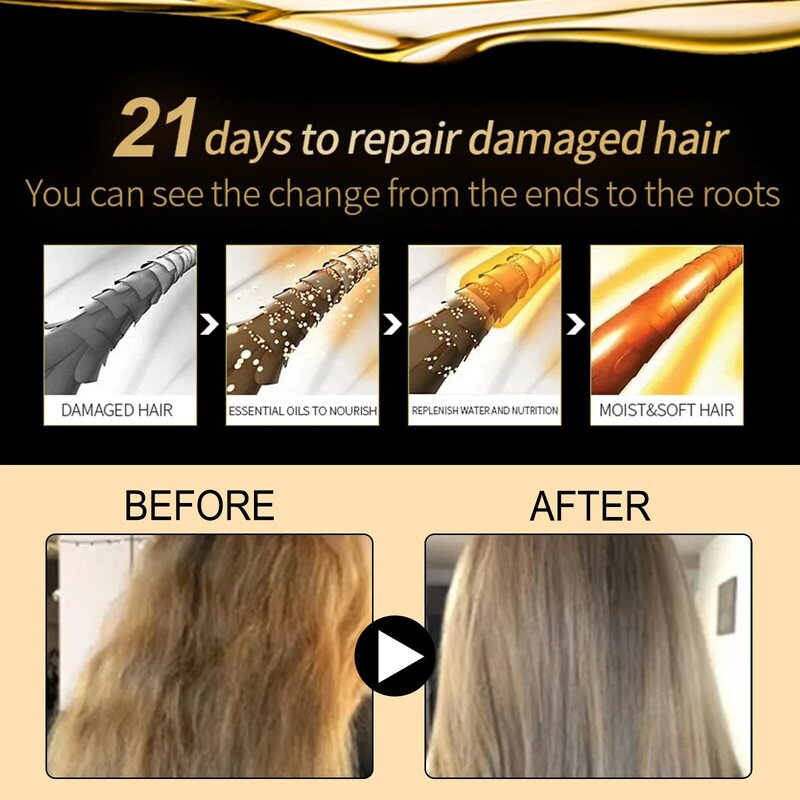 Olio essenziale per la cura dei capelli Anti perdita di capelli migliora l'effetto crespo riparazione dell'estremità divisa secco danneggiato olio per il trattamento dei capelli levigante profondamente nutriente