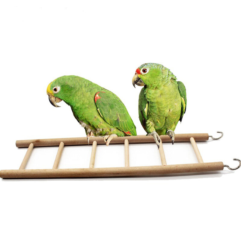 Gift Pet Supplies Hamsters Scratcher With Hooks Perch Climbing Hanging Birds Toy Parrot Wooden Ladder Swing