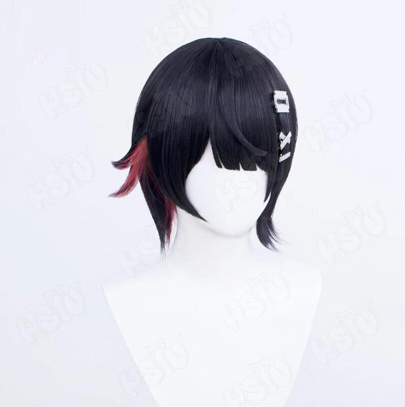 Ellen Joe Cosplay Wig Fiber Synthetic Wig Game Zenless Zone Zero Cosplay Black Dark Red Mix Short Wig