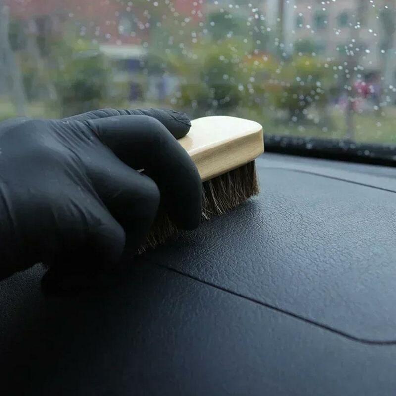 Miękka szczotka do czyszczenia skóry z włosia końskiego prawdziwa szczotka do dekoracji wnętrza samochodu narzędzie do czyszczenie samochodu i mycia