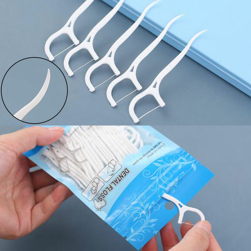 Interdental Tooth Cleaner Toothpick Floss Disposable Dental Toothpicks For Adult Tooth Cleaning Toothpick With Thread 50/100pcs