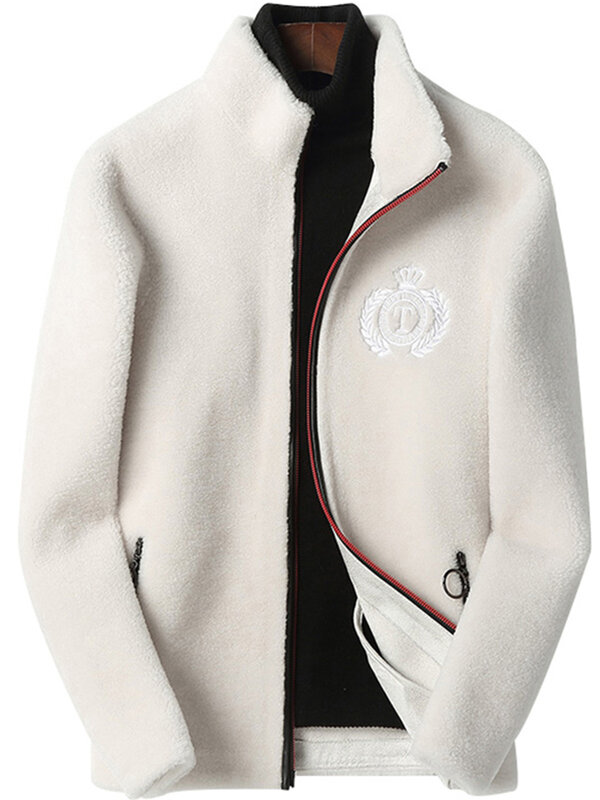 Tcyeek casaco de inverno masculino ovelha shearling casacos para homens casacos curtos masculino casaco de pele lã gola casaco chaqueta lm234