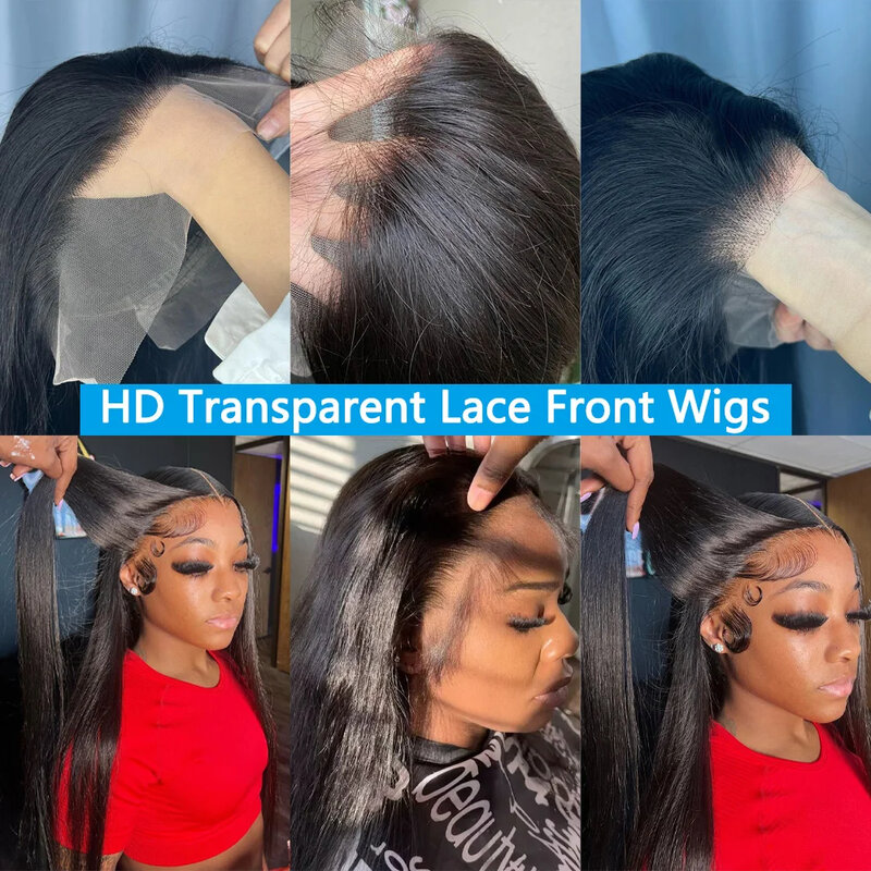 Peluca de cabello humano con encaje frontal 13x4 para mujer, 28 pulgadas, HD, transparente, cabello humano liso, barato, liquidación a la venta