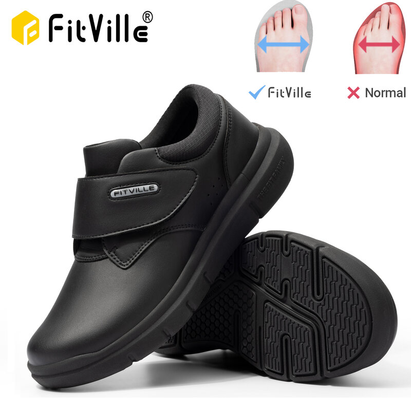 FitVille zapatos para diabéticos para hombre, calzado informal Extra ancho para caminar, ortopédico, pies hinchados, antideslizante, ligero