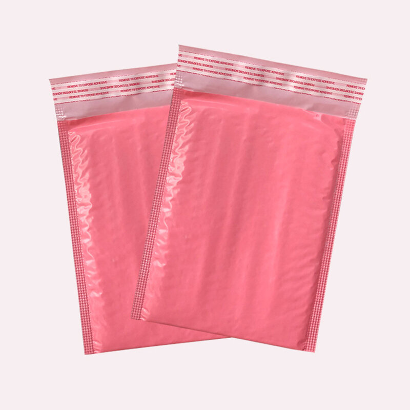 14 ukuran tahan guncangan gelembung Mailer Express gelembung amplop merah muda Co ekstrusi Film tas gelembung perlengkapan bisnis kecil amplop empuk