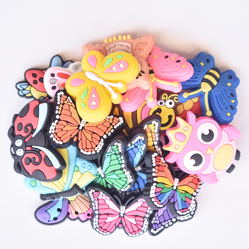 1PC Cute Butterfly Cartoon Pvc Shoes Charms Shoe Accessories Buckles for Women Girls DIY Gifts Wristband Decorations