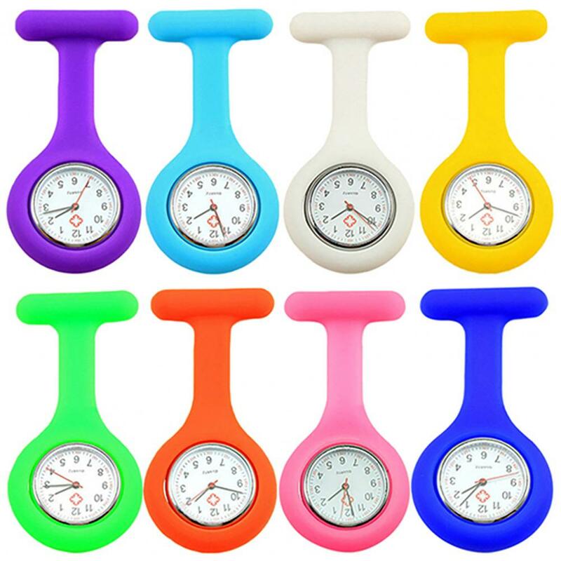 Mini Clip Quartz Pocket Watches Silicone Hospital Doctor Nurse Watch Brooch Tunic Fob Watch Free Battery Medical Watches Clock