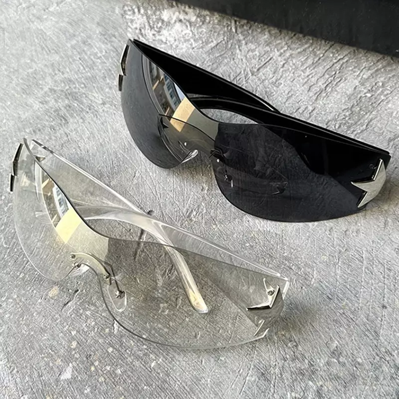 YK2 펑크 할로우 스타 피스 선글라스 세트, 무테 선글라스, 구글 안경, UV400 커플 연인 선물 안경
