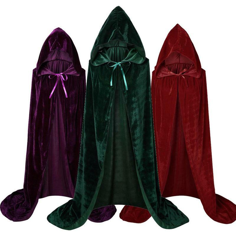 Halloween Witch Cloak Wizard Cape Cloak with Hood Cosplay Costumes Masquerade Props Hooded Poncho for Kids Adults Men Women