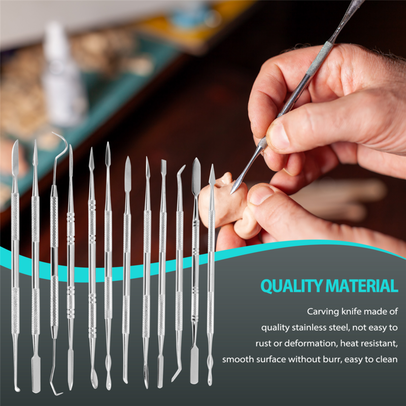 12 Pcs Wax Carvers Set Double Ended Dental Wax Modeling Sculpting Tools Dental Picks Polymer Pottery Clay Carving Tool