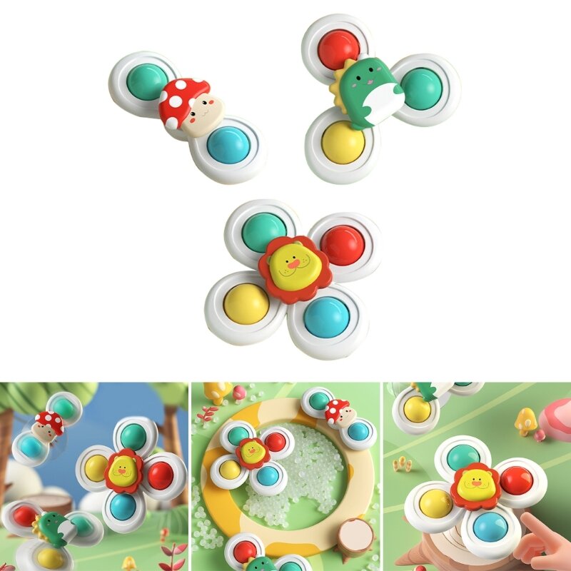 Baby Rammelaar Spinner Speelgoed voor Gehoor-Zintuiglijke Stimulatie Rammelaar Cartoon Dieren Thema Speelgoed voor Baby's 0-12