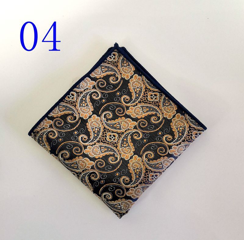Fashion Silk Pocket Square 23*23cm Paisley Striped Floral Hanky For Man Business Wedding Blue Yellow Handerkerief Costume