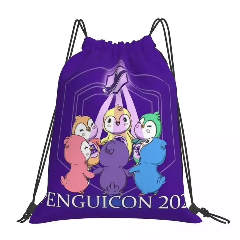 Penguicon 2021 pielęgnacja pingwiny plecaki wielofunkcyjne przenośne torby ze sznurkiem torba sportowa torby na książki dla mężczyzny kobieta studenci