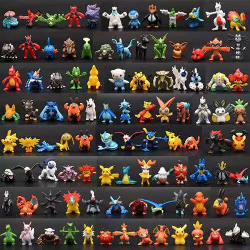 Caja de regalo de Pokémon para niños, juguetes de figuras de acción de Pikachu genuinos, 1-144 piezas
