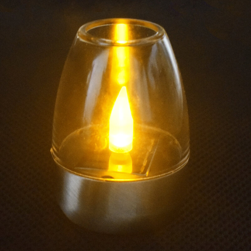 Lâmpada de vidro vinho com painel solar, impermeável LED Tea Light, Jardim Paisagem Lâmpada, ao ar livre, 2V, 40MA, 6x9cm, 1 pc