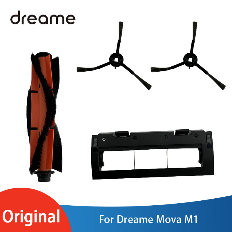 Sikat utama asli, sikat samping, dan aksesori penutup sikat utama cocok sebagai suku cadang untuk robot penyapu Dreame Mova M1