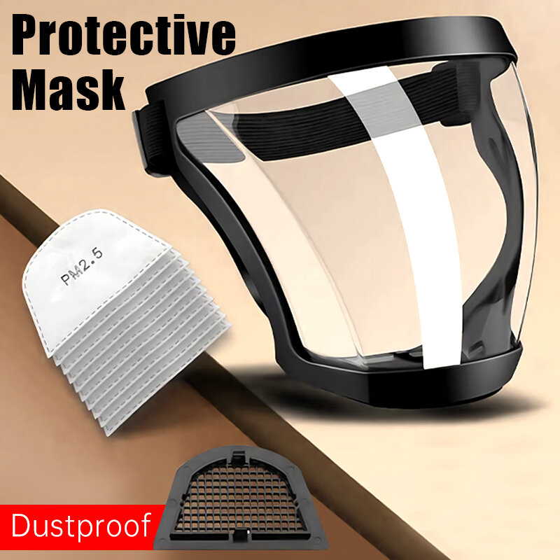 Mascarilla de protección Facial completa, máscara transparente para trabajo, protección Facial para exteriores, calefacción, herramientas de cocina para el hogar