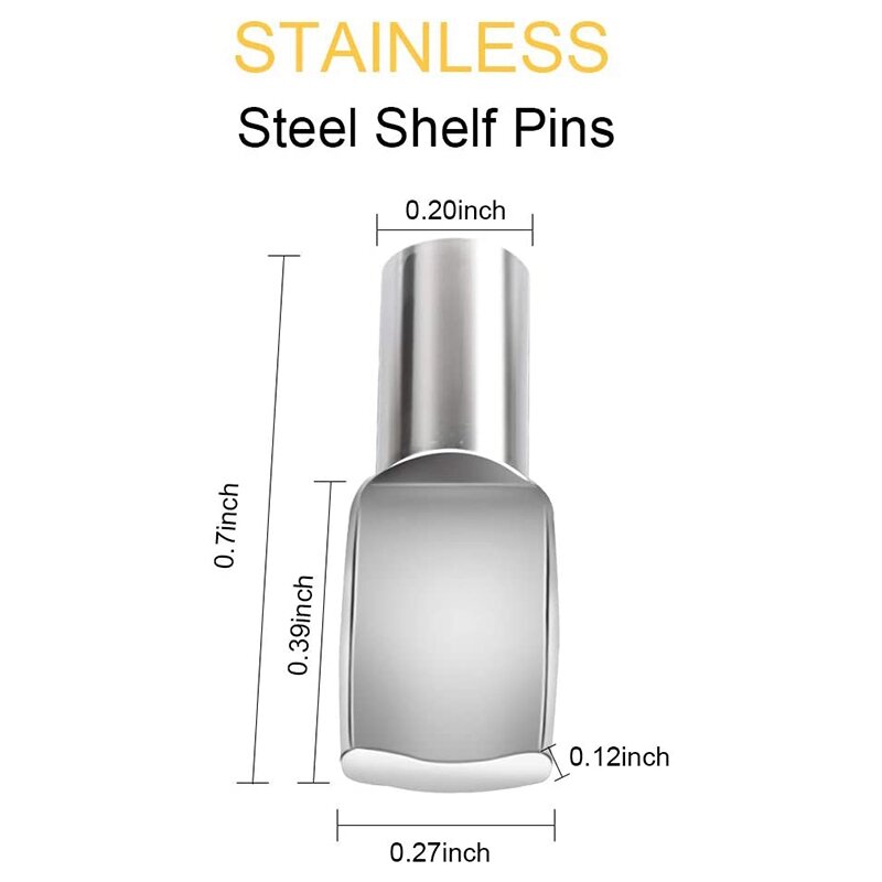 Metal Nickel Shelf Pins Spoon Shaped Cabinet Support Pegs Holder (200 Packs, 5Mm)