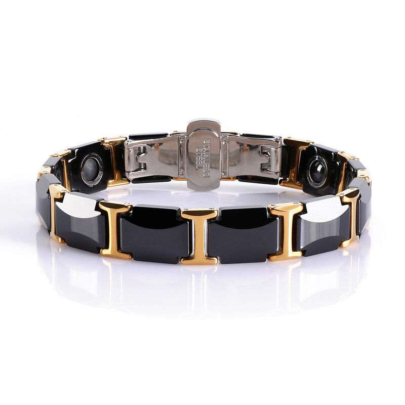 Black Ceramic Tungsten Steel Bracelet Hematite Health Care Link Magnetic Bracelets Bangles Unisex Wristband Luxury Jewelry