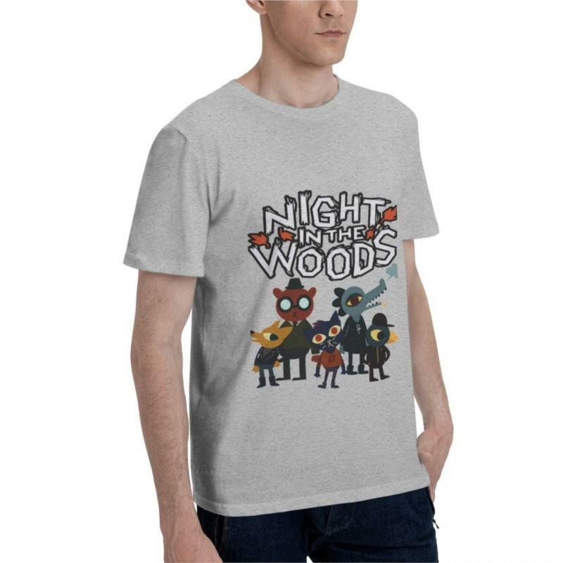 Noc w lesie klasyczne t-shirty męskie bawełniane bluzy oversize t shirty chłopcy nadruk zwierzęta koszula