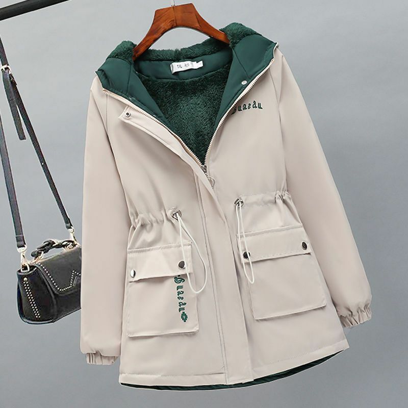 Зимние куртки, женские парки, новинка 2023, утолщенная теплая Женская одежда с капюшоном и кулиской, верхняя одежда, модная уличная одежда, пальто