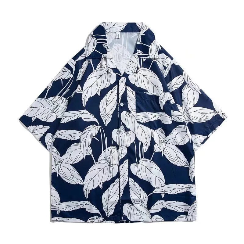 Рубашка-поло мужская с принтом, ультратонкая Свободная блузка с коротким рукавом, из кубинской ткани, для отдыха на открытом воздухе, путешествий, пляжа Гаваи, лето