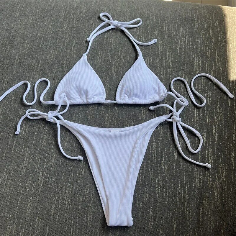 2-częściowy zestaw seksowny Bikini damskie strój kąpielowy Top + bielizna letnia impreza na plaży gorąca dziewczyna szata Streetwear sznurowane