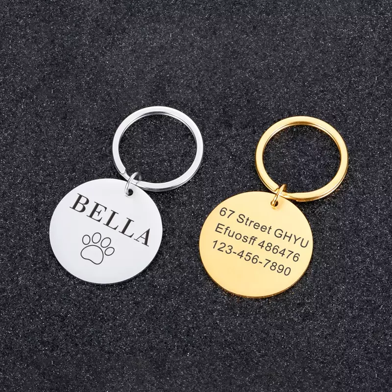 Custom Name Anti-lost IDTag Engraved Record Tel Address Cat Puppy Personalized Paw Print Medal Pendant Dog Pet Collar Accessory